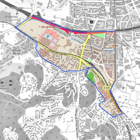 Plan quartier de la gare Hyères